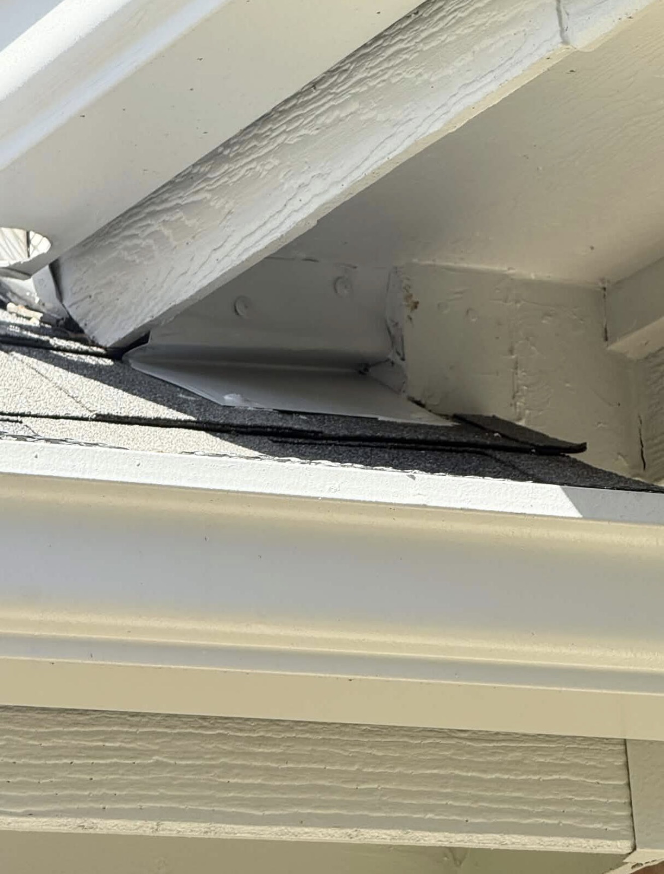 Completed soffit exclusion repair at a residential roofline